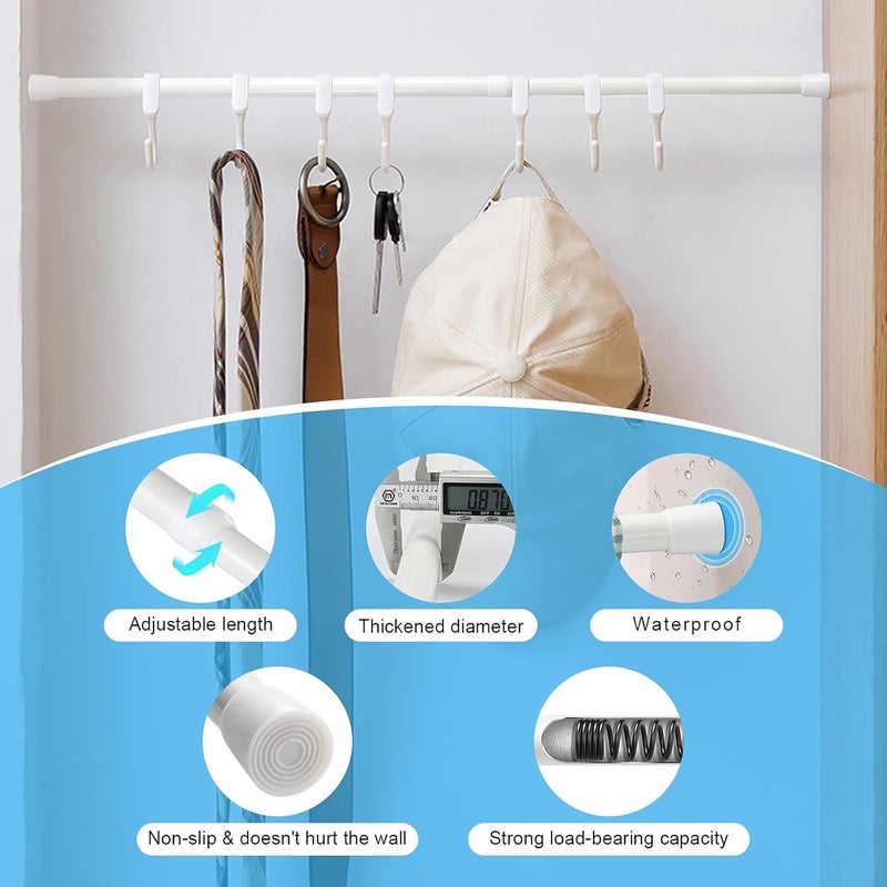 OEH Upgrade Tension Rod, Tension Rods, No Drilling Rustproof Tension curtain rod, Spring Adjustable Tension Rods for Window, Bathroom, Closet, Kitchen, Doorway, 0.9" Diameter (28"to 48"-4PCS) - Image 4